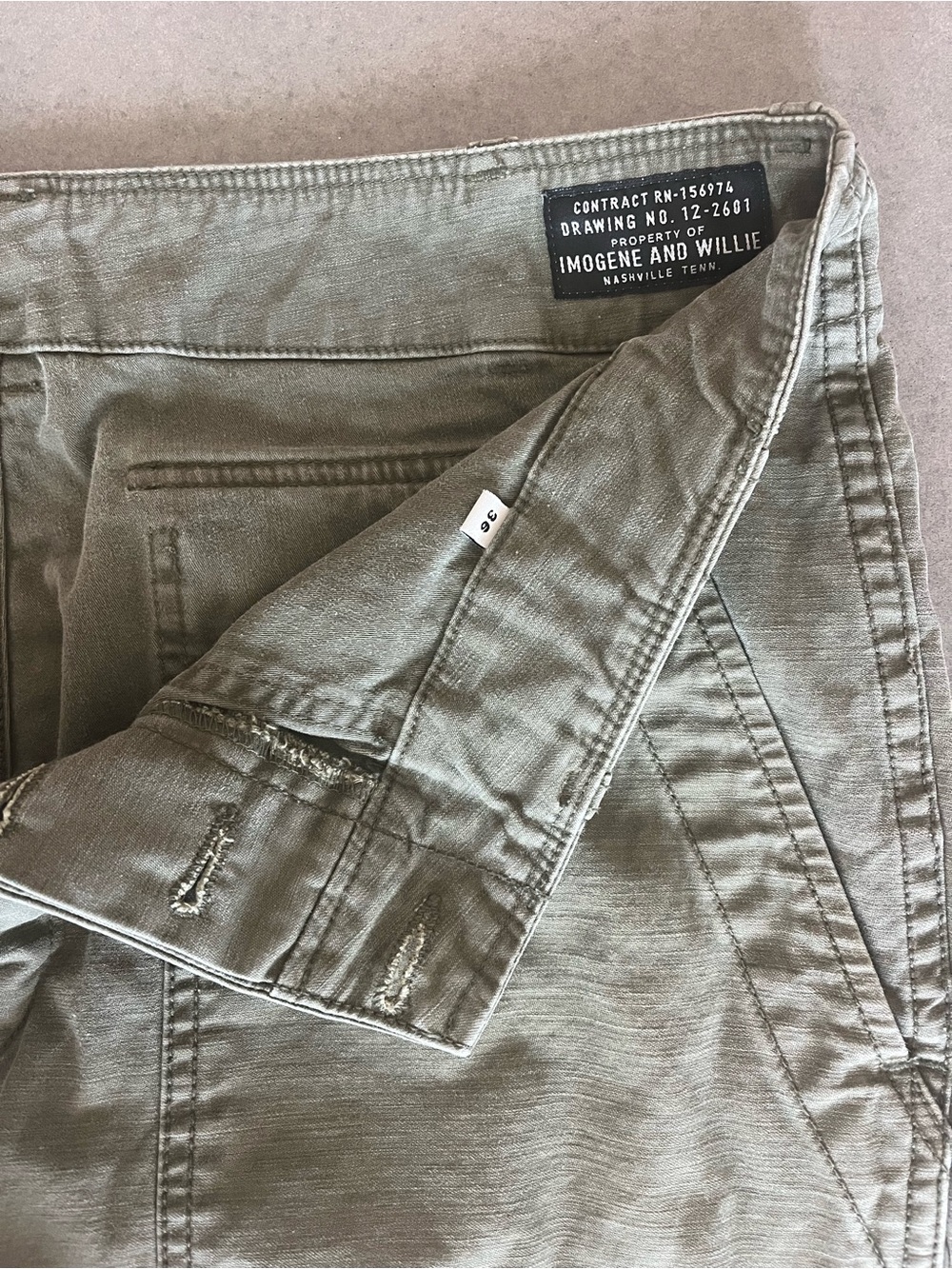 Imogen & Willie - Oliver Military Trouser - Men's Olive Green Utility Pants - 36 - Picture 2 of 4